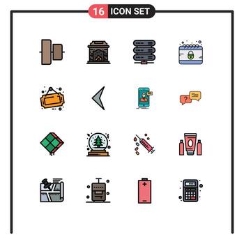 16 concepto de línea llena de color plano para sitios web móviles y aplicaciones signo de red de placa de tienda elementos de diseño de vector creativo editable cibernético