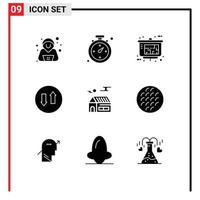 Set of 9 Modern UI Icons Symbols Signs for real estate house property presentation home streaming Editable Vector Design Elements