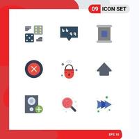 Modern Set of 9 Flat Colors and symbols such as lock internet of things canned wireframe ui Editable Vector Design Elements
