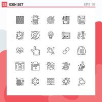 User Interface Pack of 25 Basic Lines of design computer card focus dart Editable Vector Design Elements