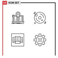 Universal Icon Symbols Group of 4 Modern Filledline Flat Colors of navigation layout gps cd table Editable Vector Design Elements