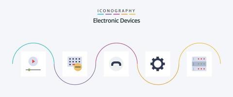 Devices Flat 5 Icon Pack Including database. technology. keyboard. set. devices vector