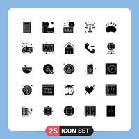 Stock Vector Icon Pack of 25 Line Signs and Symbols for logo badge budget estimate level balance scale Editable Vector Design Elements