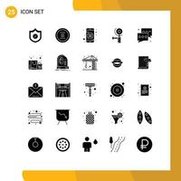 Set of 25 Modern UI Icons Symbols Signs for message chat banking bubble grinder Editable Vector Design Elements