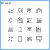 Set of 16 Modern UI Icons Symbols Signs for astronomy space lifestyle sun photo Editable Vector Design Elements