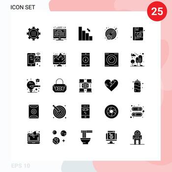 Set of 25 Modern UI Icons Symbols Signs for target money website design finance chart Editable Vector Design Elements