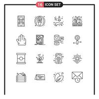 Stock Vector Icon Pack of 16 Line Signs and Symbols for power industry news energy hand Editable Vector Design Elements