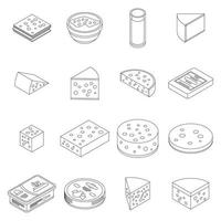 conjunto de iconos de queso contorno vectorial vector