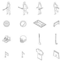 Hurling icons set vector outline