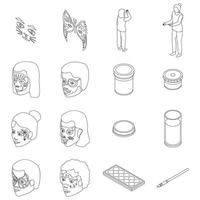 Face painting icons set vector outline