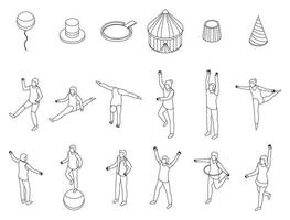 Acrobat icons set vector outline