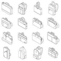conjunto de iconos de bolsa de portátil contorno vectorial vector