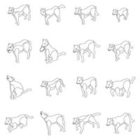 Wolf icons set vector outline