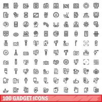 100 gadget icons set, outline style vector