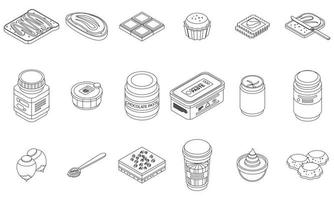 Chocolate paste icons set vector outline