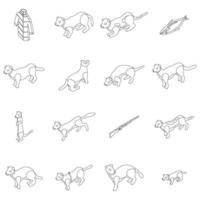 Mink icons set vector outline