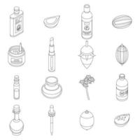 Jojoba icons set vector outline