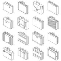 Briefcase icons set vector outline