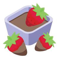 Chocolate fountain strawberry icon isometric vector. Fondue food vector