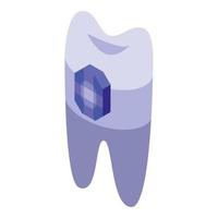 Gemstone blue tooth icon isometric vector. Dentist care vector