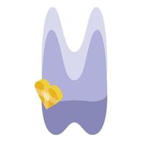 vector isométrico del icono del diente amarillo de la gema del corazón. cuidado dental