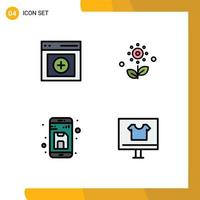 Modern Set of 4 Filledline Flat Colors Pictograph of communication document user rose storage Editable Vector Design Elements