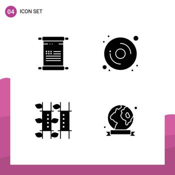Pack of 4 Modern Solid Glyphs Signs and Symbols for Web Print Media such as scroll relax usa hardware spa Editable Vector Design Elements