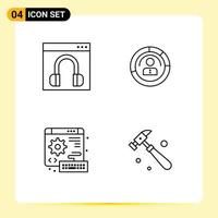 Set of 4 Commercial Filledline Flat Colors pack for chat personal help features user Editable Vector Design Elements