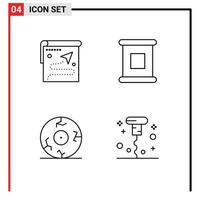 4 Creative Icons Modern Signs and Symbols of map fear destination food horror Editable Vector Design Elements