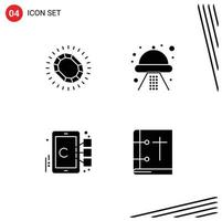 Solid Glyph Pack of 4 Universal Symbols of fashion cell loop ship mobile Editable Vector Design Elements