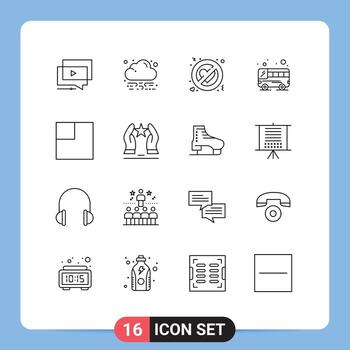 Set of 16 Modern UI Icons Symbols Signs for built layout adultery transport bus Editable Vector Design Elements