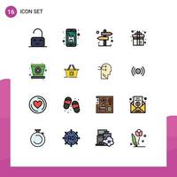 conjunto de 16 iconos de interfaz de usuario modernos símbolos signos para el juego de carnaval hasta regalo divertido elementos de diseño de vectores creativos editables