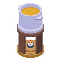 Fondue pot icon isometric vector. Cheese food vector