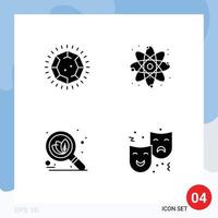 4 Universal Solid Glyphs Set for Web and Mobile Applications diamond search jewelry power mask Editable Vector Design Elements