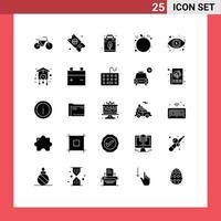 25 Thematic Vector Solid Glyphs and Editable Symbols of home view bag look dollar Editable Vector Design Elements