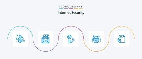 Internet Security Blue 5 Icon Pack Including lock. file. security. network security. internet vector