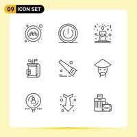 Universal Icon Symbols Group of 9 Modern Outlines of saw golf ui equipment bag Editable Vector Design Elements