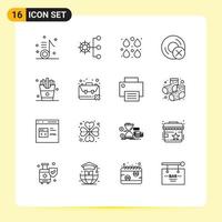 Stock Vector Icon Pack of 16 Line Signs and Symbols for disc computers management paint drops Editable Vector Design Elements