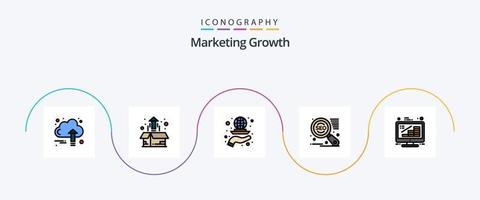 Marketing Growth Line Filled Flat 5 Icon Pack Including marketing. search engine. plant. strategy. growth vector