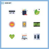 Set of 9 Modern UI Icons Symbols Signs for mobile typing leaf text message message Editable Vector Design Elements