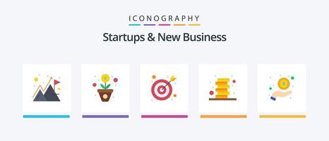 Startups y nuevo paquete de iconos planos de negocios 5 que incluye presupuesto. dinero. flecha. dinero en efectivo. monedas diseño de iconos creativos vector