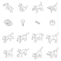 Playful dog icon, isometric style vector