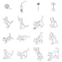 Playful cat icon, isometric style vector