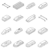 Car roof box icons set vector outline