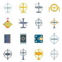 conjunto de iconos de giroscopio, estilo plano vector