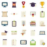 Final exam icons set flat vector. Student college vector