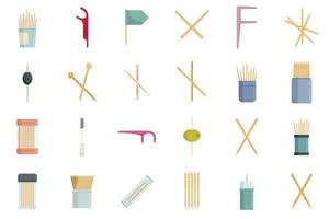 Toothpick icons set flat vector. Clean accessory vector