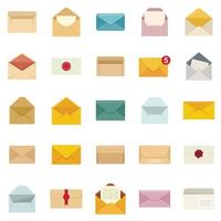 Envelope icons set flat vector. Blank mail vector