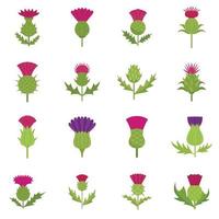 Thistle icons set flat vector. Scottish flower vector