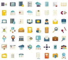 Customer database icons set flat vector. Company advertising vector